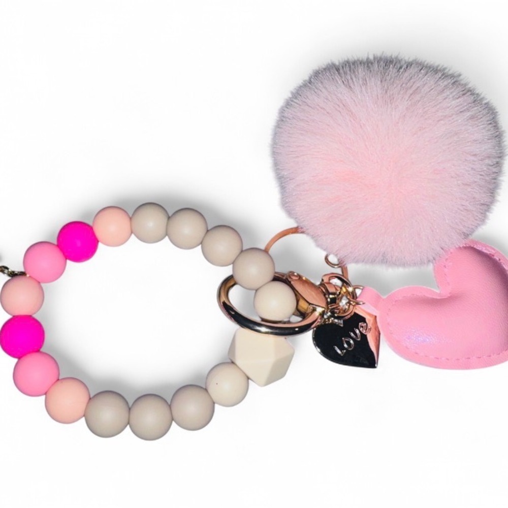 Soft Girl Energy Womenโs Silicone Beaded Keychain ๐ฉท - Picture 2 of 5